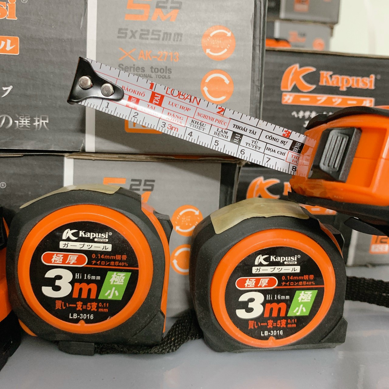 Thước kéo lỗ ban , phong thuỷ loại 3 mét 5 mét  hoặc 7.5 mét thương hiệu Kapusi Thước nền trắng rõ số thước dùng cho thợ dùng đo đạc , thước 5 mét 7 mét lỗ ban- Cửa Hàng Nam