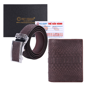 Bóp & Dây nịt nam Huy Hoàng da trăn màu nâu HK2305-HK4312