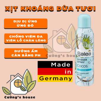 Xịt khoáng chiết xuất Dừa tươi của Đức - Balea Wasser Spray Cocos - Chống viêm lỗ chân lông, giảm nhẹ dị ứng da - Làm đẹp - Cường house - chuyên hàng Châu Âu