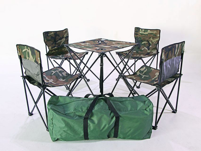 เกี่ยวกับ ชุดโต๊ะเก้าอี้แค้มป์ปิ้งไซส์ใหญ่  (เก้าอี้นั่ง 4 ตัว และโต๊ะวางของ)