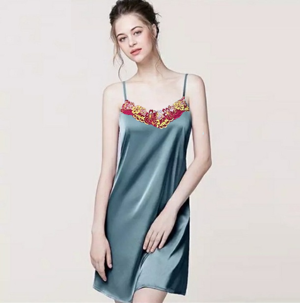 Đầm ngủ hai dây viền ren vải thun lạnh mềm mát gợi cảm Size từ 40kg đến 65kg