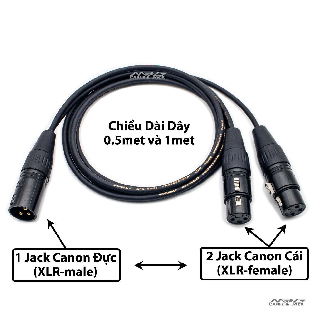 Dây canon đực ra 2 đầu canon cái.