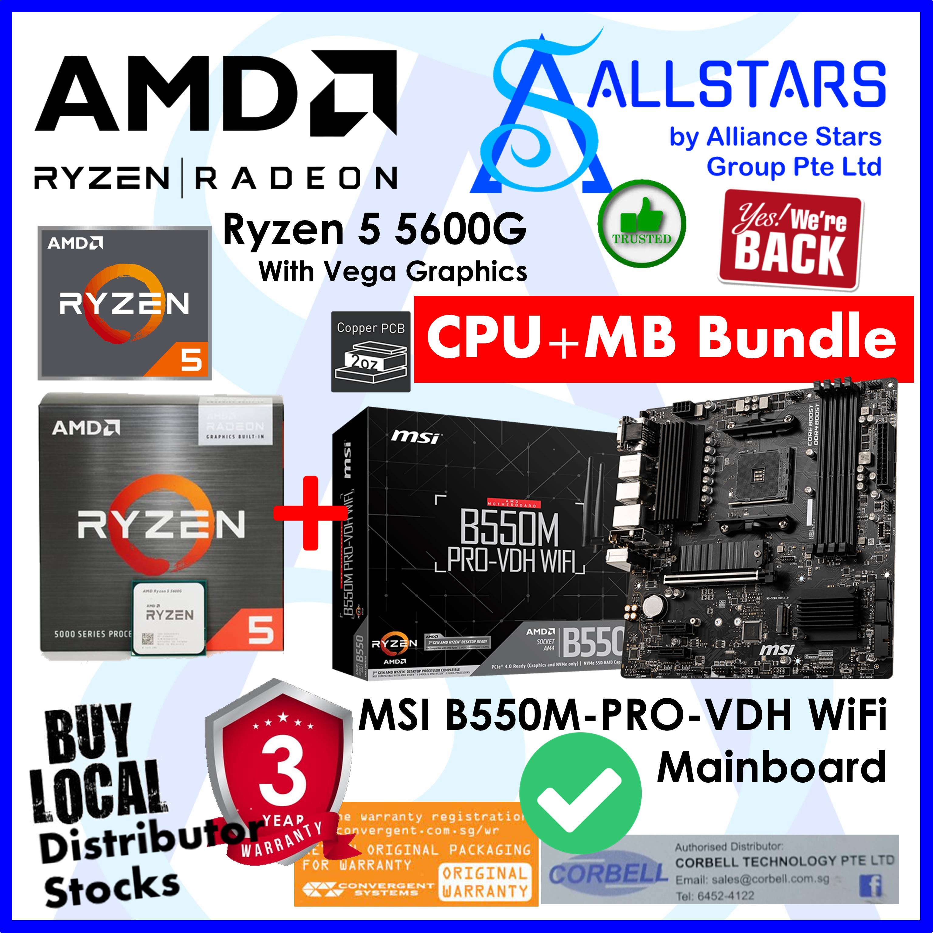 ALLSTARS We are Back DIY CPU+MB Bundle AMD Ryzen 5700G Box  Processor MSI B550M-PRO-VDH WiFi B550M PRO VDH WIFI Mainboard AMD AM4  (Warranty 3years for CPU