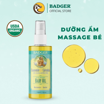 Dầu massage và dưỡng da cho em bé BADGER Baby Oil – 118mL