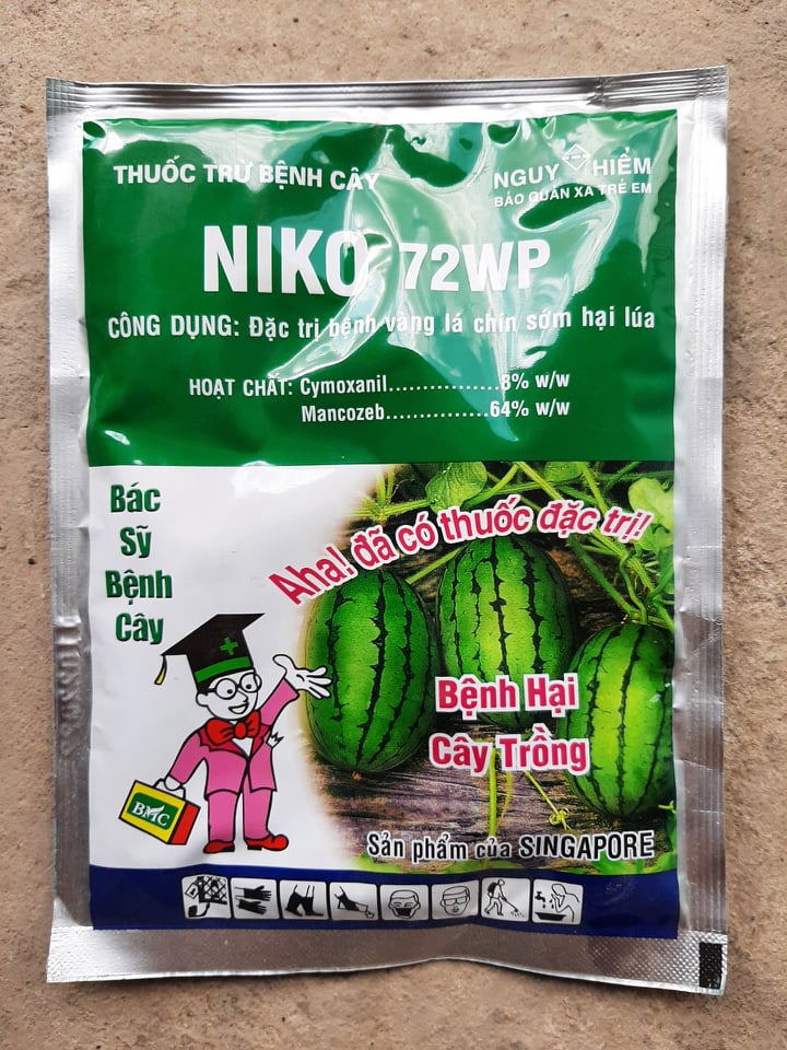 Thuốc trừ bệnh sương mai dưa hấu Niko 72WP phòng trừ nấm bệnh gây hại cây trồng gói 100gram
