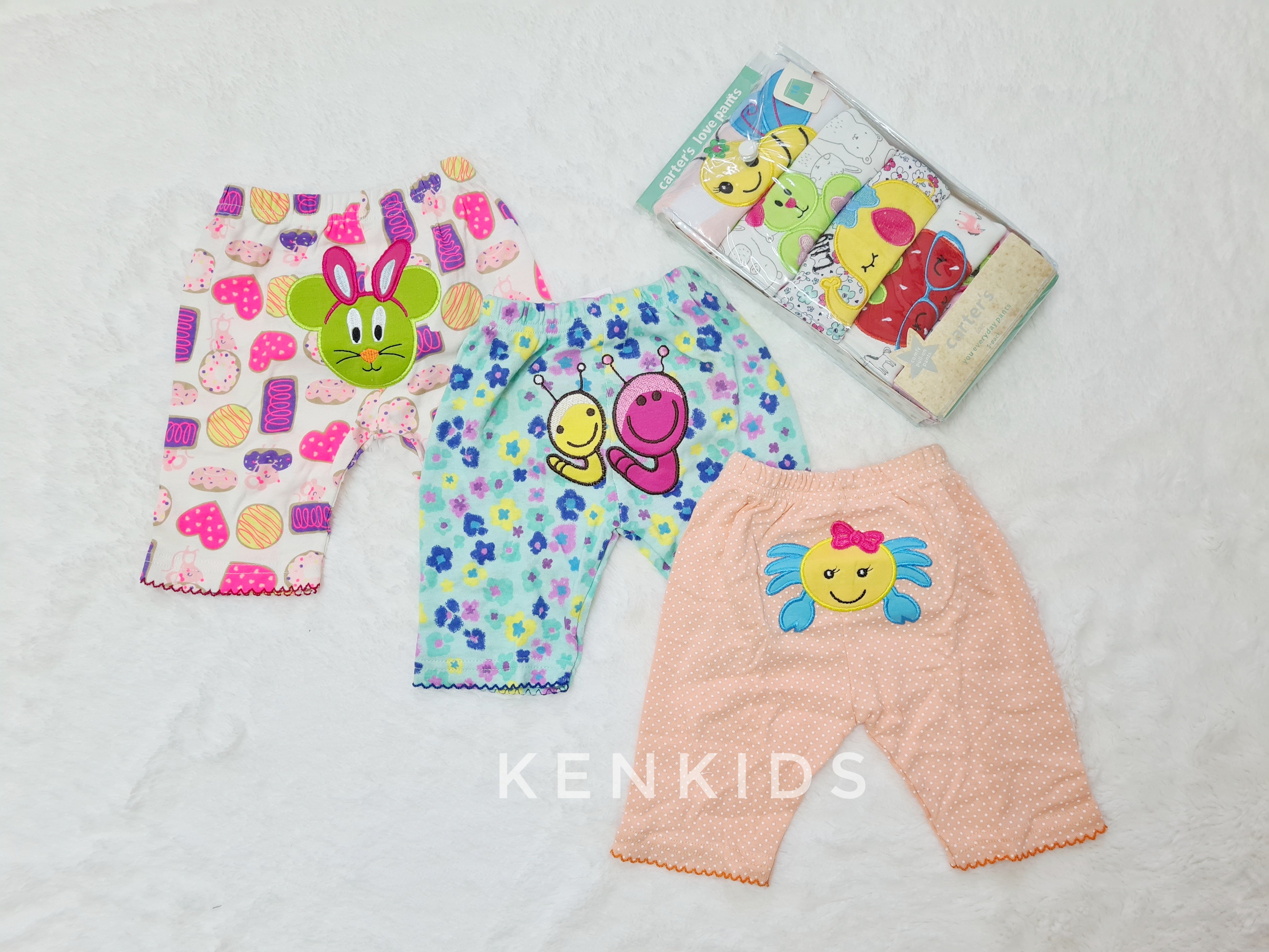 SET 3 Quần short lửng thêu mông thú Carter Thái Lan bé gái