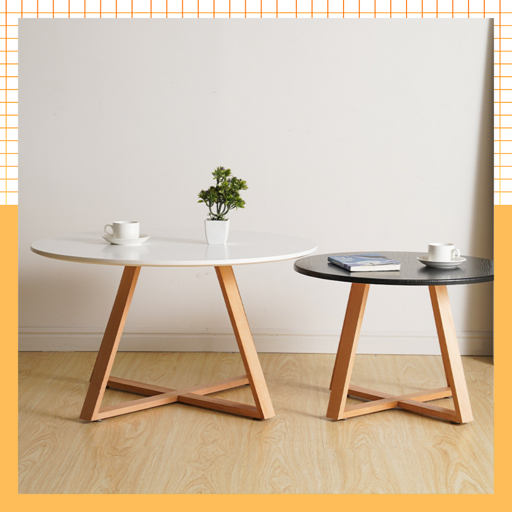 Bàn sofa tròn đơn giản gỗ thông kiểu Nhật Bản , bàn trà phòng khách phong cách Bắc Âu interno , bàn cà phê gỗ sáng tạo