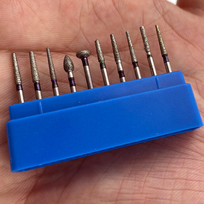 10 Mũi Nha Khoa Khoan Kim Cương Cho Răng Sứ Dụng Cụ Mũi Khoan Đá Nhám Tốc Độ Cao 1.6Mm
