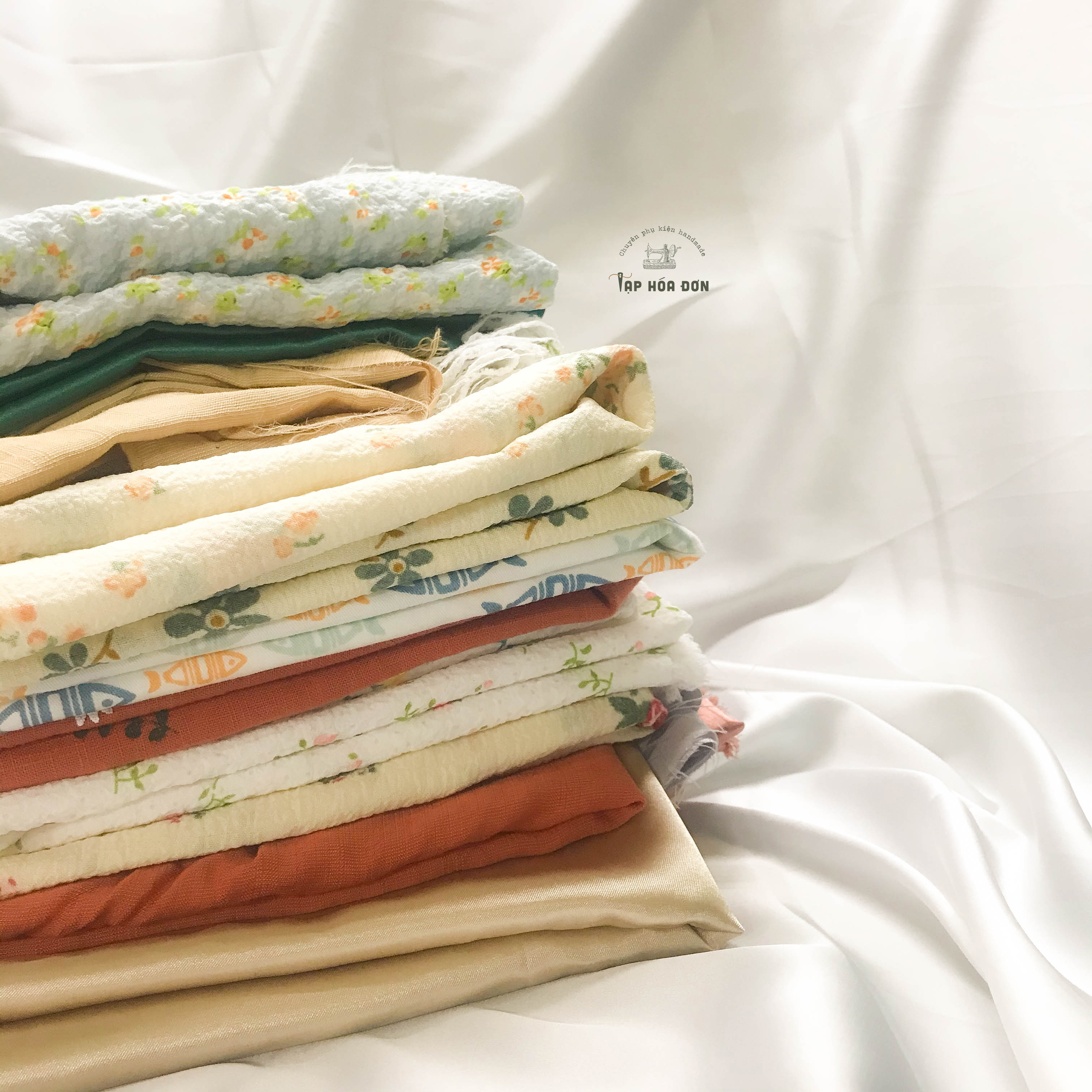 Scrunchies Đũi Linen Hoa Nhí, Dây Buộc Tóc Thời Trang Hàng Thiết Kế