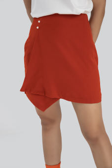 Chân váy cam đất MAYBI cotton thái lật tà Orange Flipted Skirt