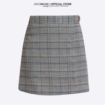 NINOMAXX Chân Váy ngắn kẻ ca ro màu ghi co giãn 1911105