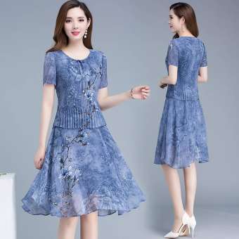 Đầm Voan Nữ Phiên Bản Hàn Quốc 2019 Đầm Giả In Hai Mảnh Mùa Hè