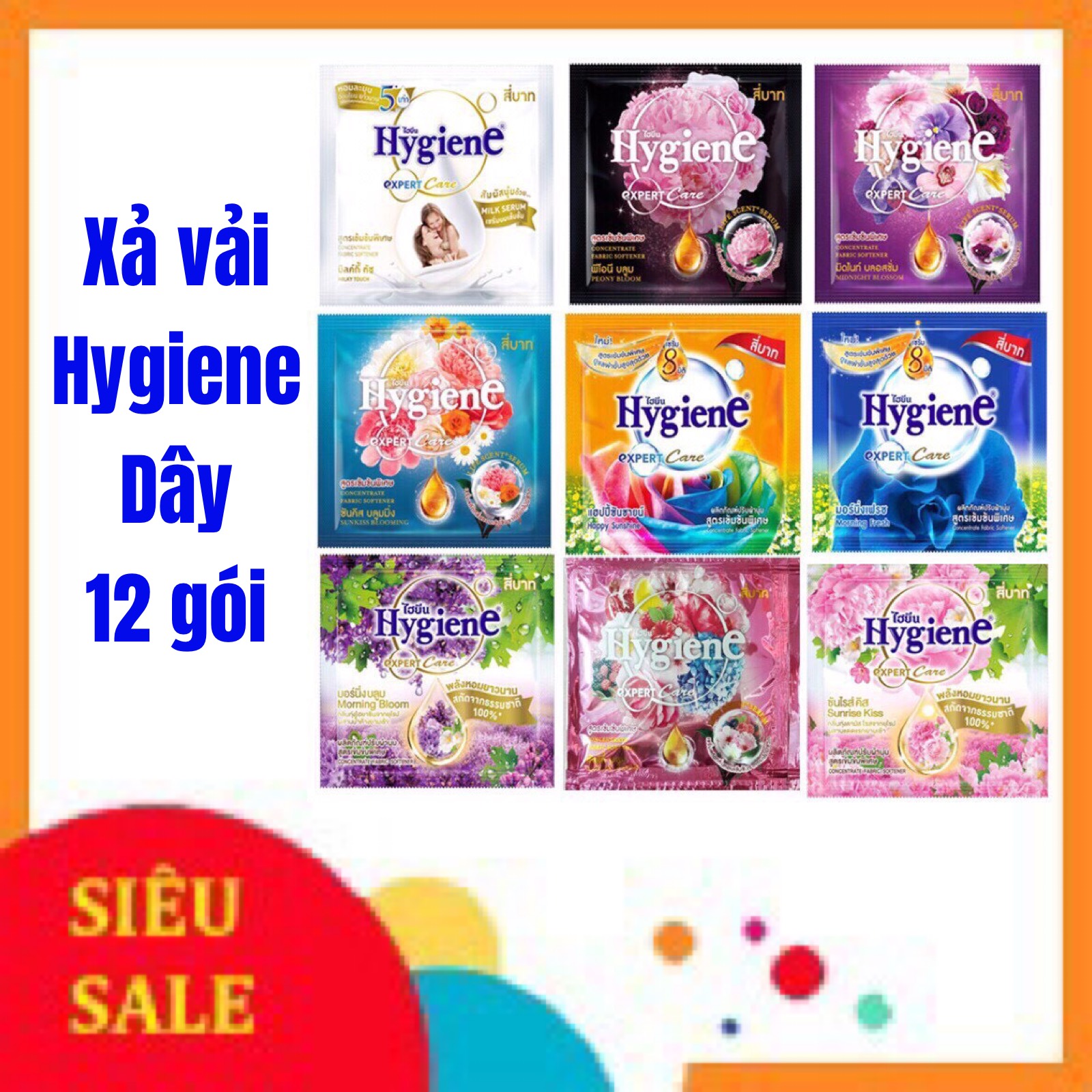 Combo 36 gói nước xả vải hygiene siêu thơm chuẩn thái - myson03