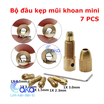 Bộ đầu kẹp mũi khoan mini 7 chi tiết làm máy khoan, máy mài mini tiện dụng