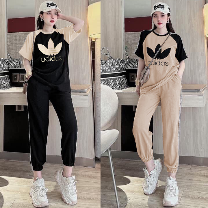 Đồ bộ thun thể thao form rộng logo thêu đặc sắc