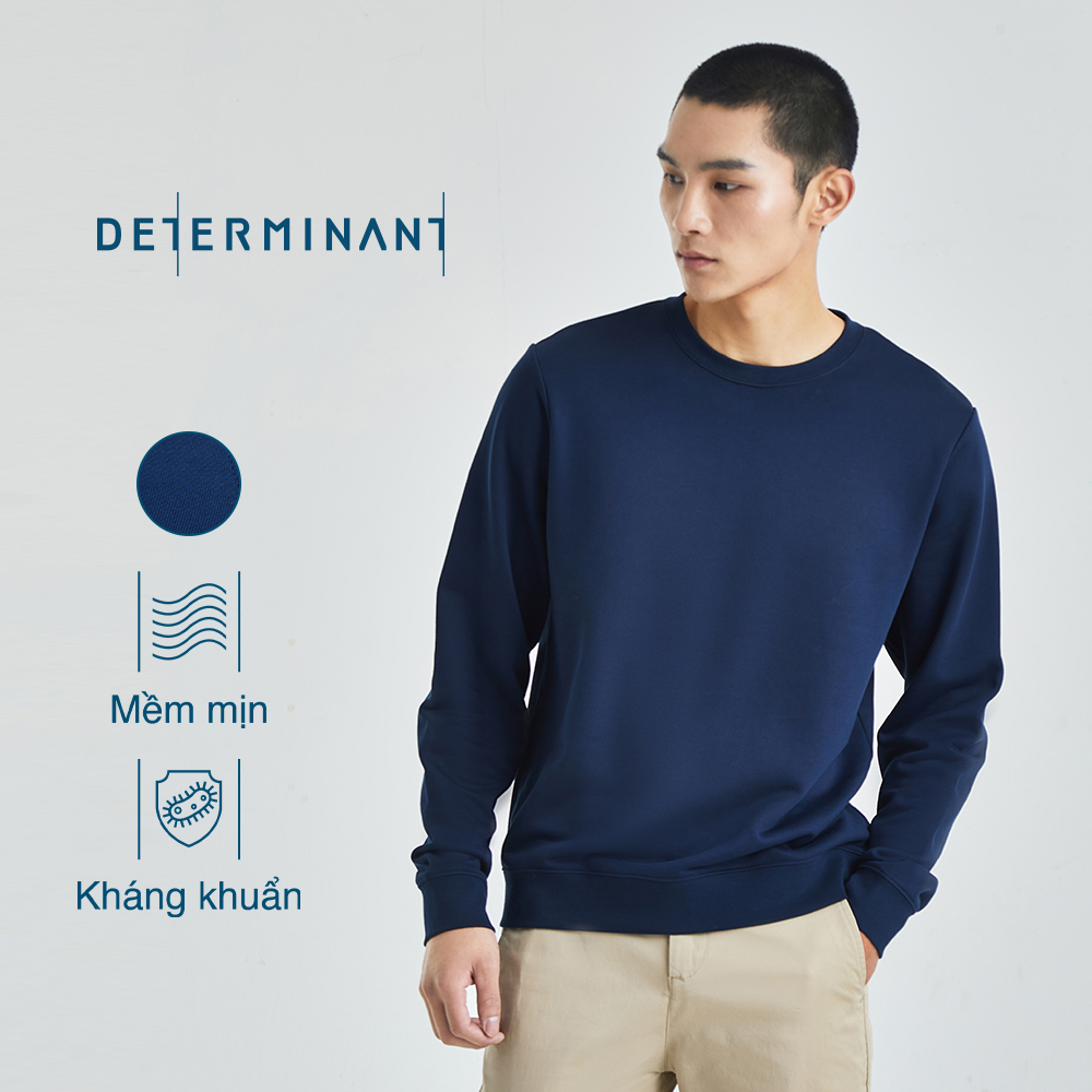 Áo Sweatshirt nam đa năng DETERMINANT cổ tròn - kháng khuẩn - ngăn mùi - vải da cá - form unisex - màu xanh đậm - Navy [DETS01]
