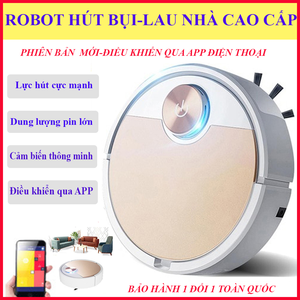 Robot Hút Bụi,, Robot Hút Bụi Thông Minh. Điều khiển qua app điện thoại, vận hành êm ái , lực hút mạnh mẽ hút sạch các vết bẩn ở mọi ngóc ngách của ngôi nhà. BẢO HÀNH 1 ĐỔI 1 TOÀN QUỐC!