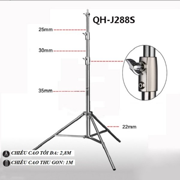 Chân đèn inox qihe j288s - cao 2m80 - 28209217