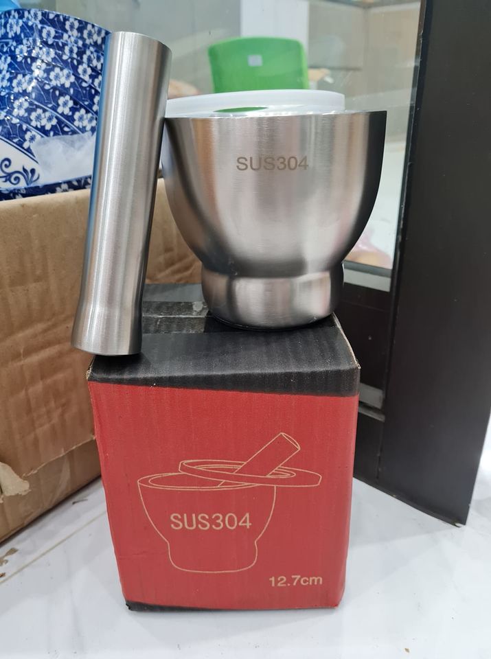 Bộ chày cối inox sus 304 cỡ đại 12cm