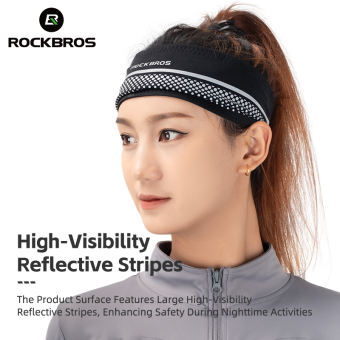 ROCKBROS dải băng buộc đầu chơi thể thao nam nữ chống trượt đàn hồi rộng hairband phản quang an toàn ban đêm đi xe đạp Khăn Quấn Đầu đa chức năng tập yoga chạy nhanh khô sweatbands