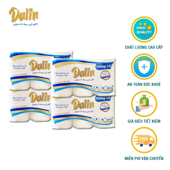 Giấy vệ sinh không lõi nguyên sinh cao cấp DALIN, 4 lốc 6 cuộn giấy vệ sinh, giấy ăn không lõi