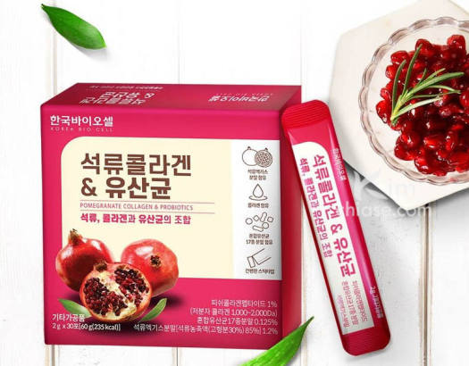 Collagen Uống Lựu Đỏ Bio Cell Hàn Quốc Thêm Vitamin C Đẹp Da Giảm Cân Mờ Nám Hộp 30 gói