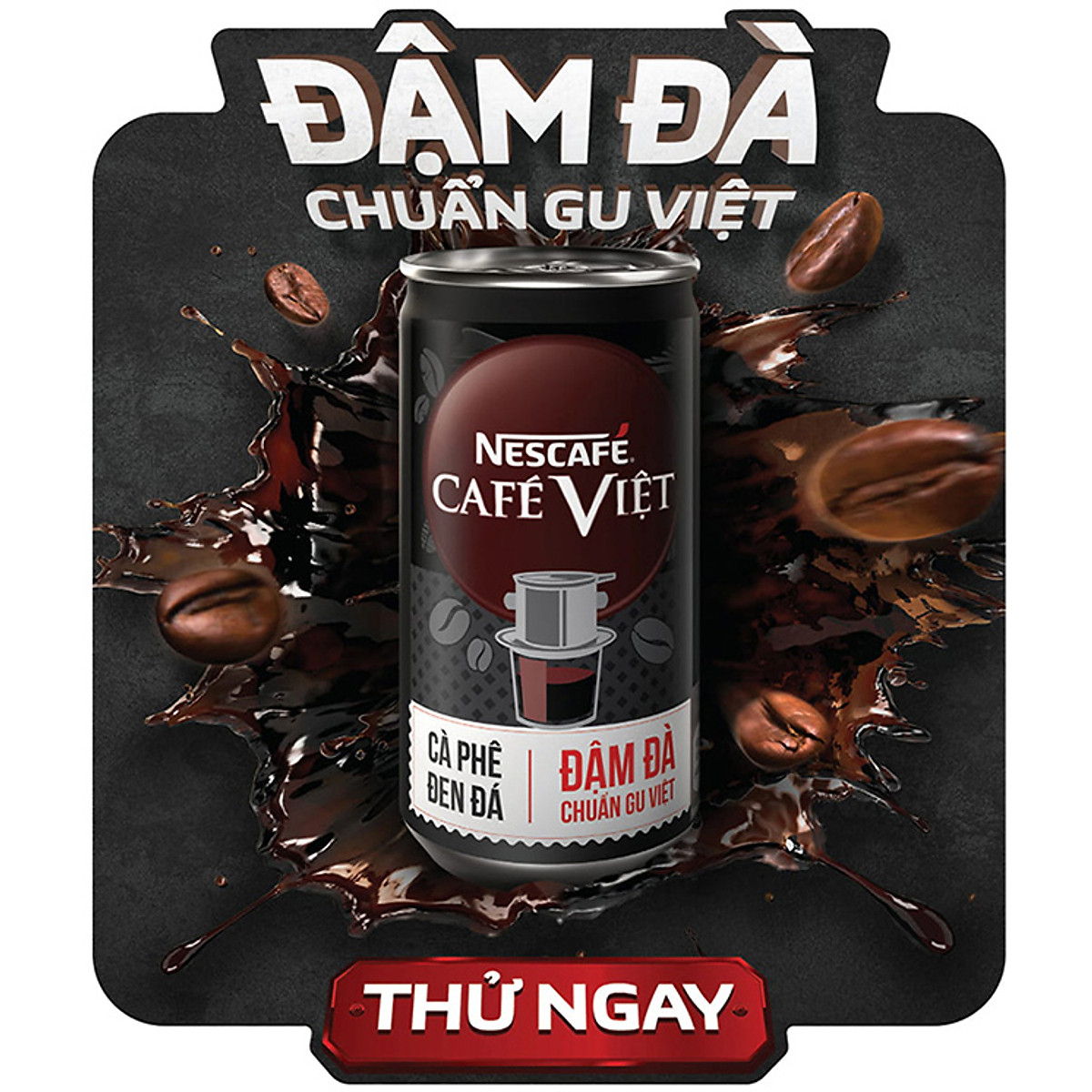 Lốc 6 lon cà phê đen uống liền nescafé café việt