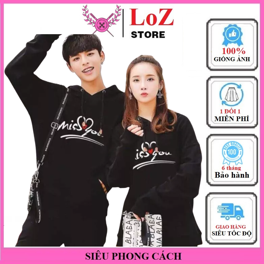 COMBO 2 ÁO - Áo hoodie ịn từ nhớ tiếng anh cực đẹp áo đôi nam nữ, áo cặp nam nữ