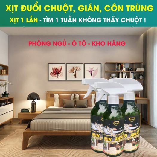 Chai xịt đuổi chuột và côn trùng RUN AWAY hàng chuẩn công ty BioCare