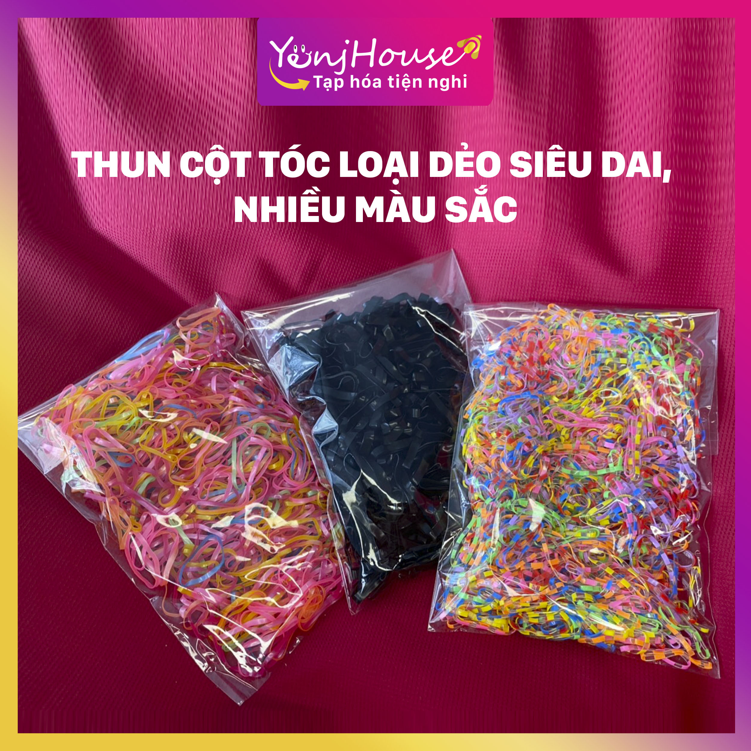 Thun cột tóc loại dẻo siêu dai, chun màu sắc đẹp mắt 50gr - yenjhouse
