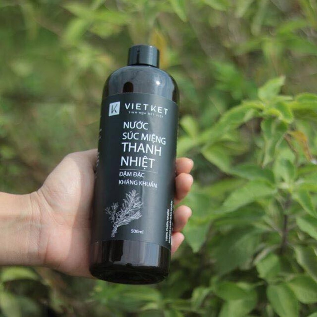 Nước súc miệng thảo dược thanh nhiệt vietket 500ml- giảm hôi miệng , ngăn ngừa viêm nướu lợi, nhiệt miệng