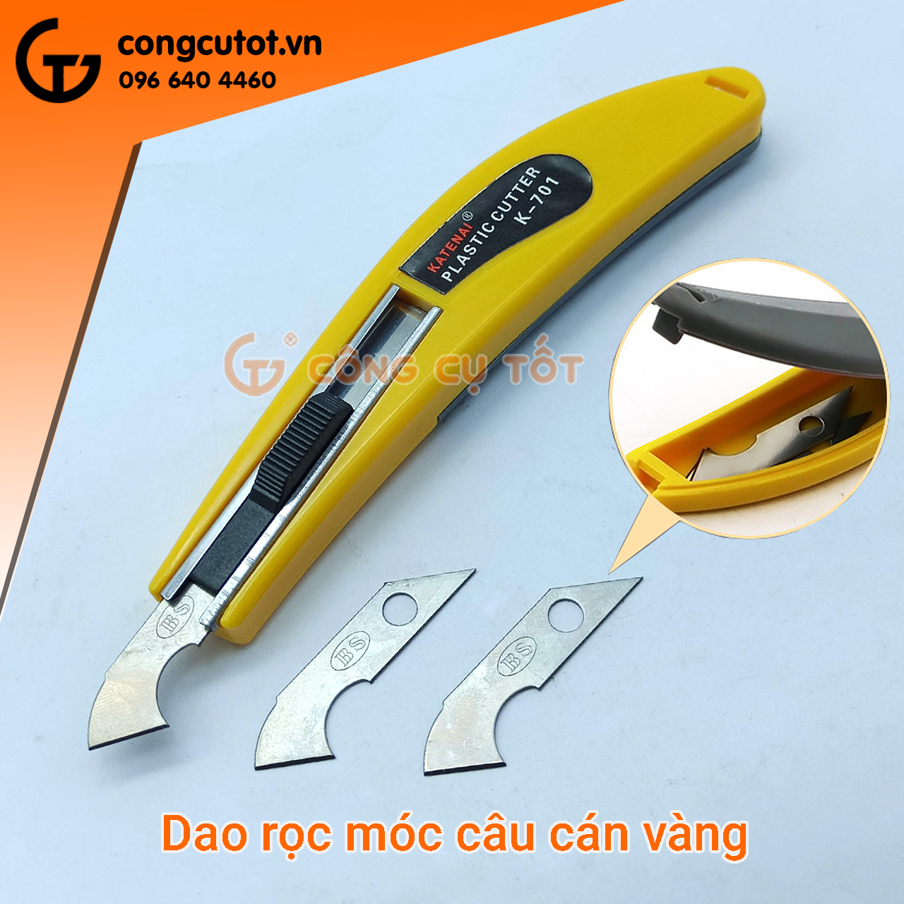 Dao cắt rọc nhựa mica dạng lưỡi câu TẶNG 2 lưỡi dao / Hộp 10 lưỡi dao cắt mica dự phòng