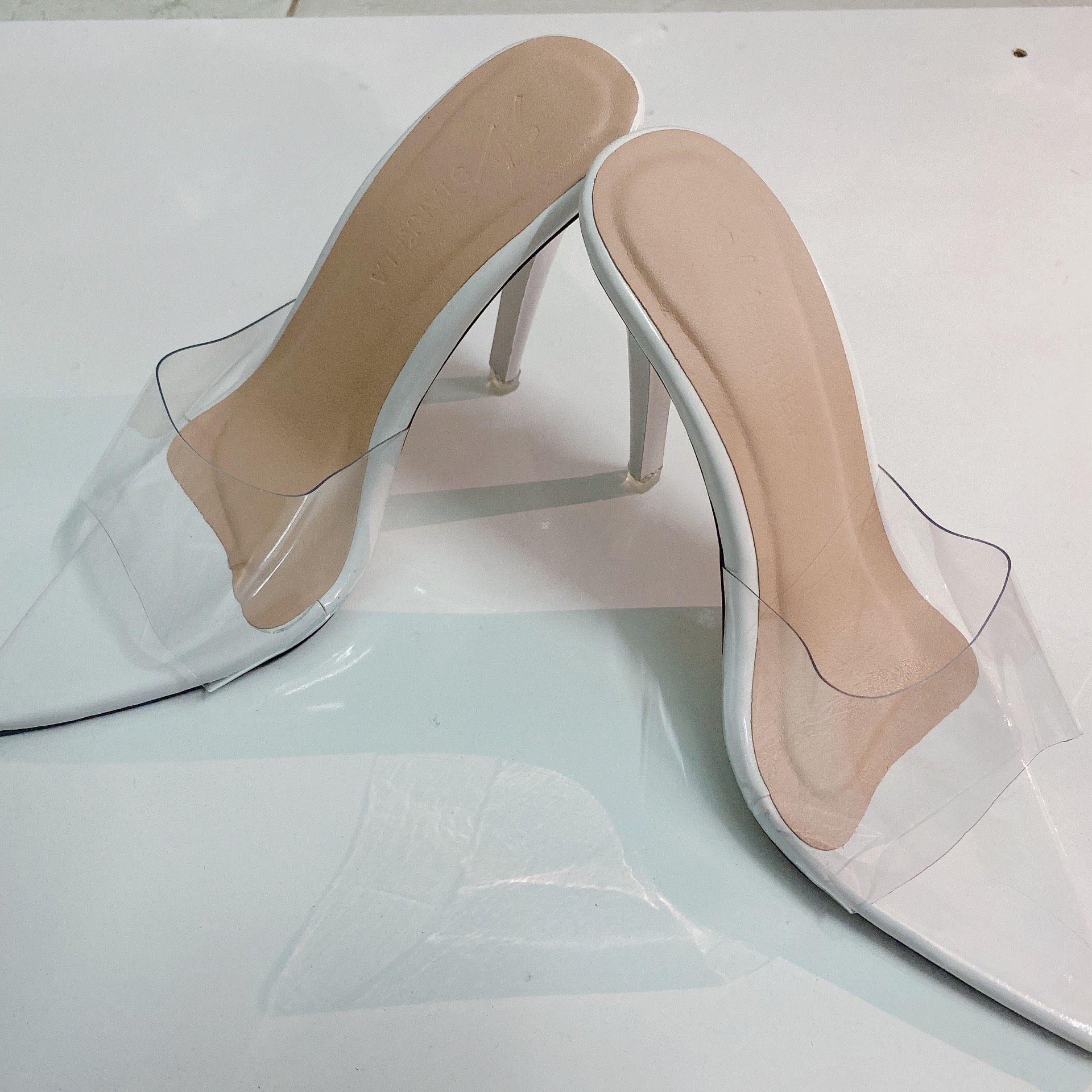 Giày/Dép/Guốc nữ cao gót, mũi nhọn, quai trong, quai ngang mika trong suốt, đế nhọn 7-9cm - 4