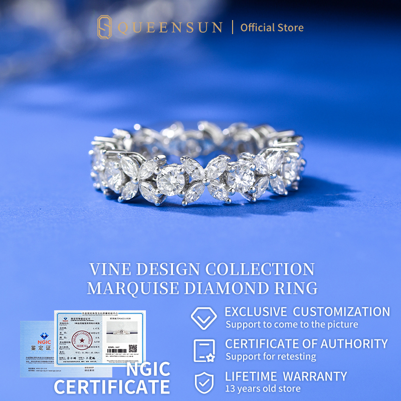 Queensun  PT950 1.8Carat Lace Proposal Diamond Ring Lab  Diamond Ring Ladies Niche Design Real Diamond蕾丝求婚钻石戒指Korea/Couple's Ring/Pair of rings/for women/for gift/Luxury Wedding Rings/wedding rings