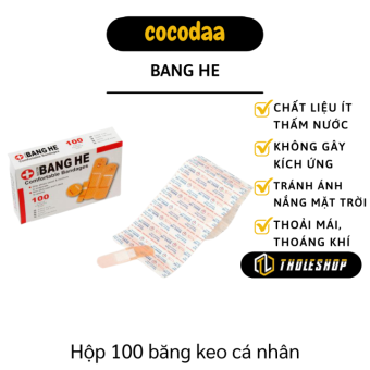 Băng keo cá nhân - Combo 100 băng dính cá nhân Bang He - Băng gạc y tế nhiều kích cỡ siêu dính