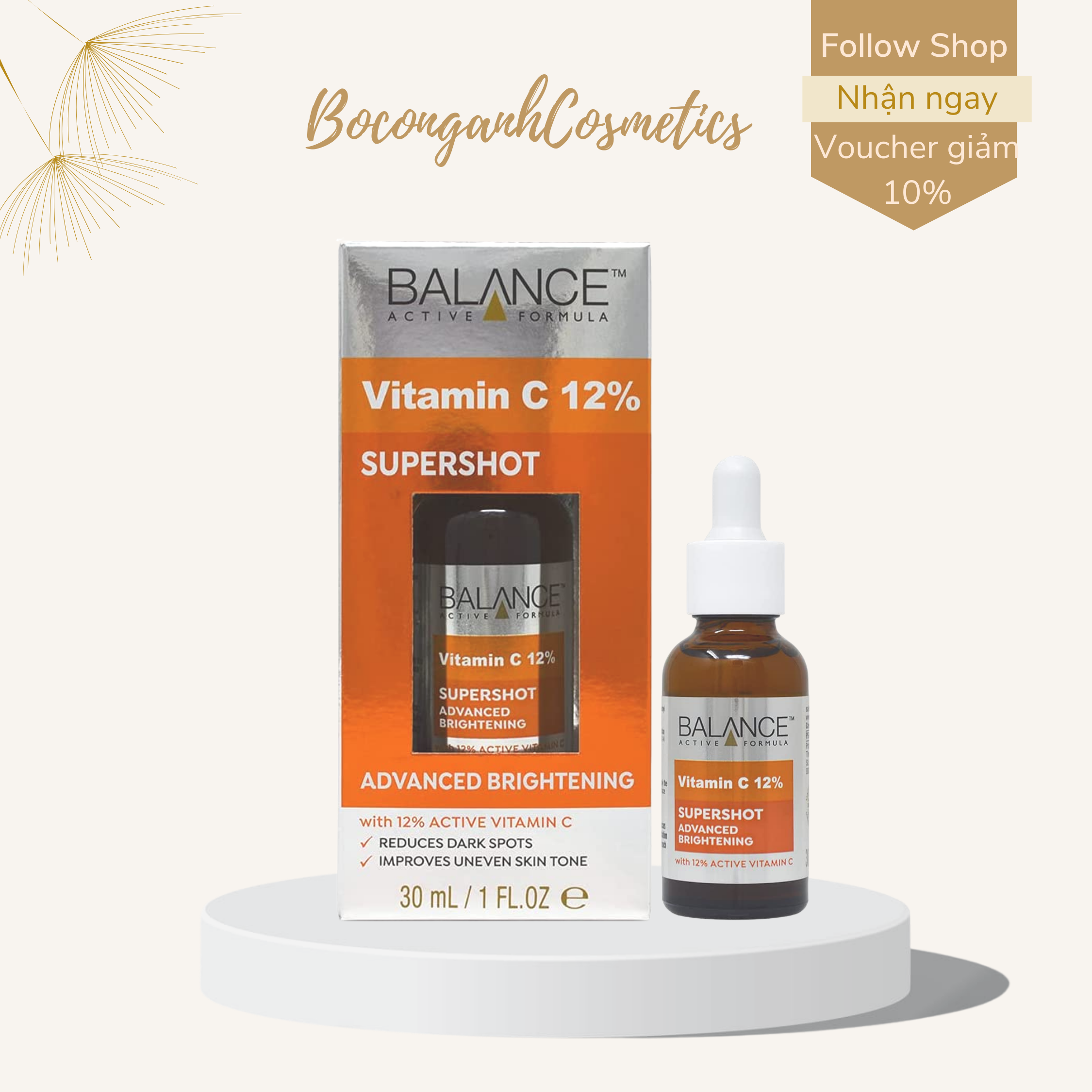 Serum làm sáng da Balance Vitamin C 12% SuperShot 30ml.