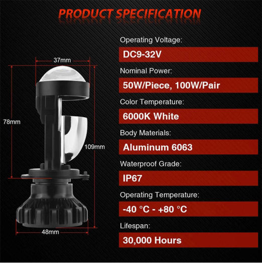 Bóng đèn led Bi cầu led mini T2 h4