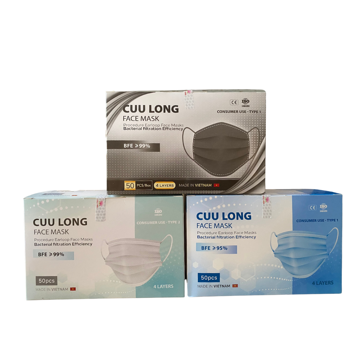 Thùng 50 hộp khẩu trang y tế 4 lớp kháng khuẩn Cửu Long Face Mask ( 50 hộp )