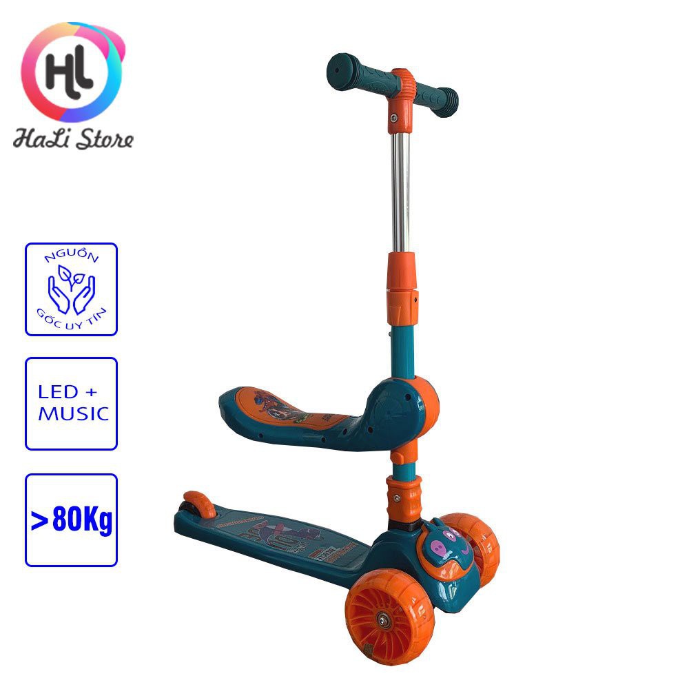 Xe Trượt Scooter Có Đèn Led Có Nhạc và Ghế Ngồi Tiện Lợi Di Chuyển Nhanh Nhẹ Khỏe Mạnh. Xe Scooter giá rẻ Xe Scooter dành cho bé Yêu.