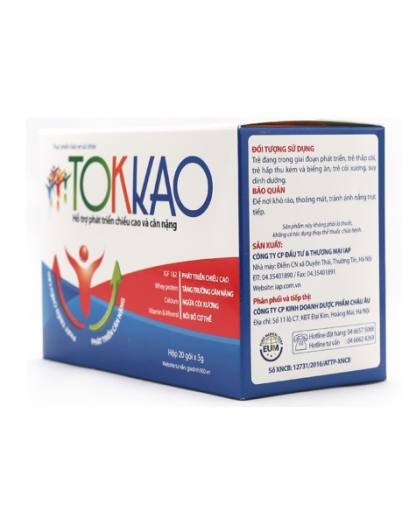Tokkao Gold - Cốm bổ sung canxi cho bé, giúp phát triển chiều cao và cân nặng - Hộp 20 gói