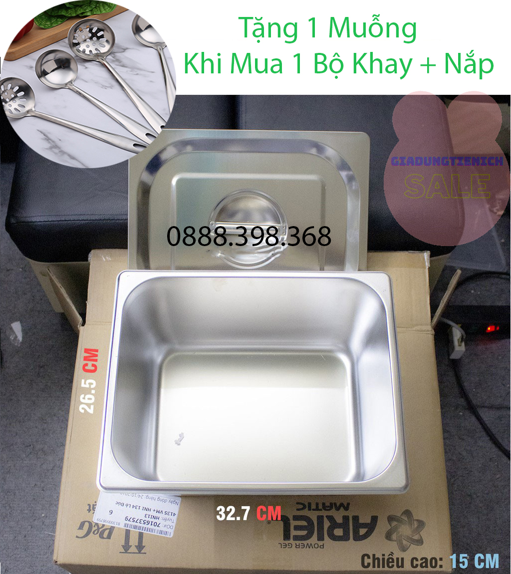 Khay inox đựng thạch - khay inox đựng thực phẩm gn 1/2