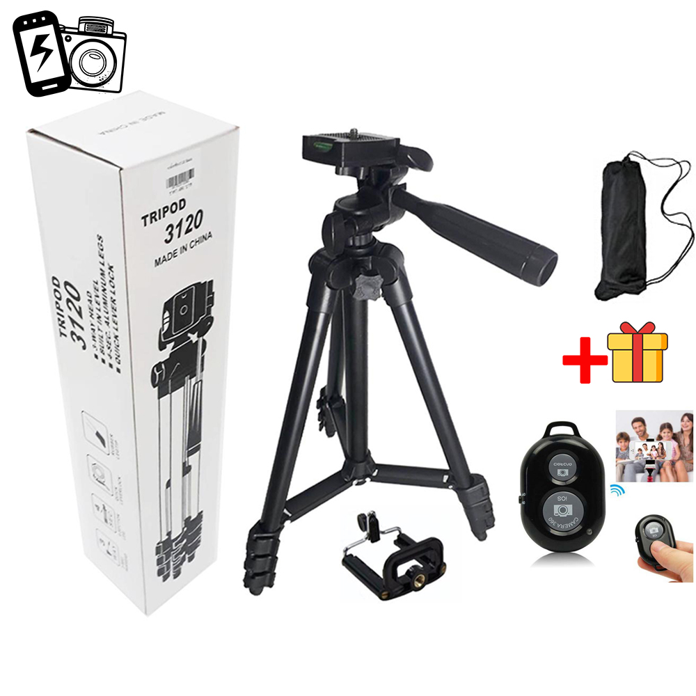 Combo Gậy Chụp Hình Tripod 3 Chân Thân Nhôm TF-3120 Cho Điện Thoại, Máy Ảnh Tặng Kèm Remote Chụp Ảnh Từ Xa