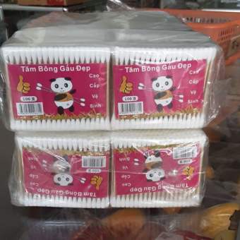 Sỉ - vỉ 12 gói tăm bông cán gỗ gấu đẹp cao cấp ( gói 100 que)