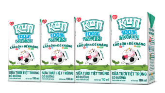 Lốc 4 hộp sữa tươi KUN có đường 110ml