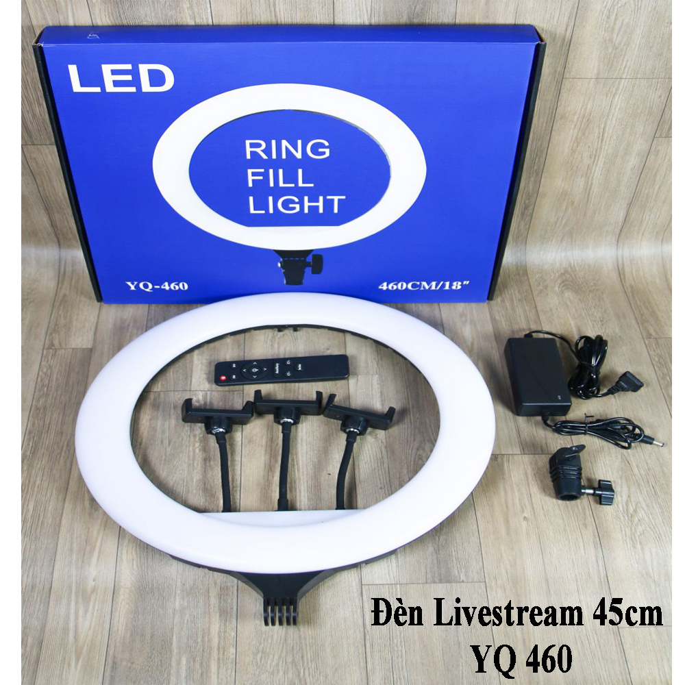Đèn Livestream 45cm YQ 460 , Đèn livestream bán hàng chuyên nghiệp, Đèn Led Trợ Sáng, Chiếu Sáng Studio, Makeup, Quay Phim, Chụp Ảnh, Livetream, Selfie, Xăm nghệ thuật, Đèn cảm ứng 3 kẹp điện thoại, có remote