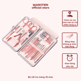Đồ cắt móng tay Dụng cụ cắt tỉa móng Bộ cắt tỉa móng 18 món bộ dụng cụ chăm sóc móng 18 chi tiết loại to đủ phụ kiện cắt sửa móng kiềm cắt móng inox dày dặn kèm kéo cắt lông mũi nhỏ gọn tiện dụng DTM