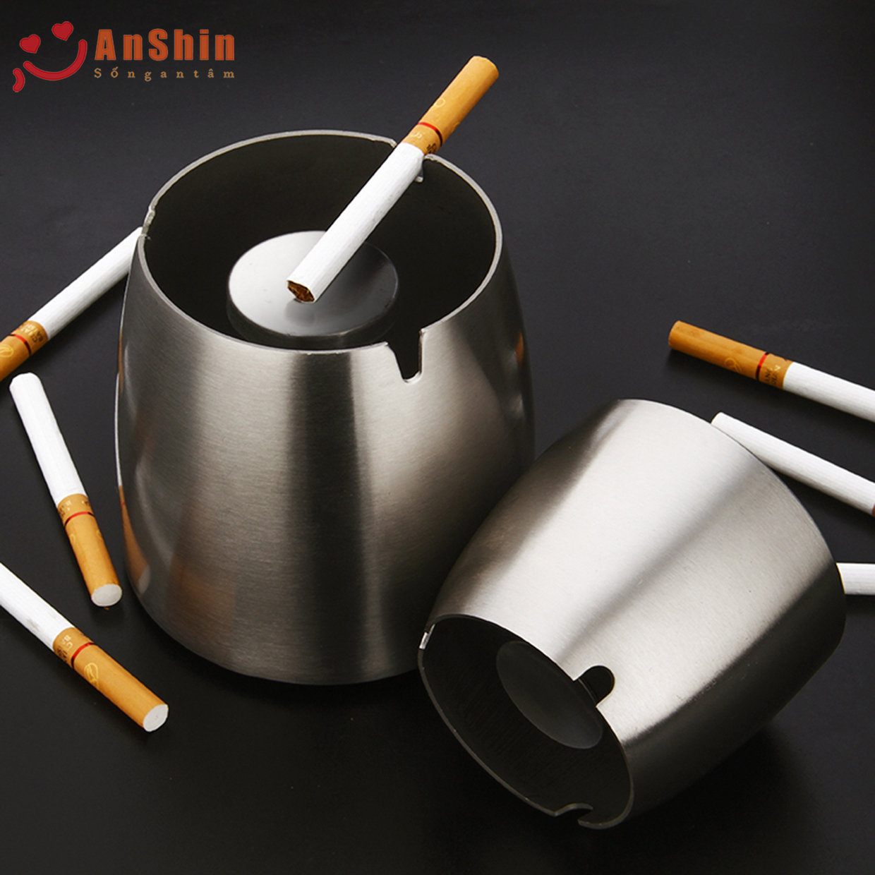 Gạt tàn thuốc lá Inox không gỉ khử mùi, chắn gió