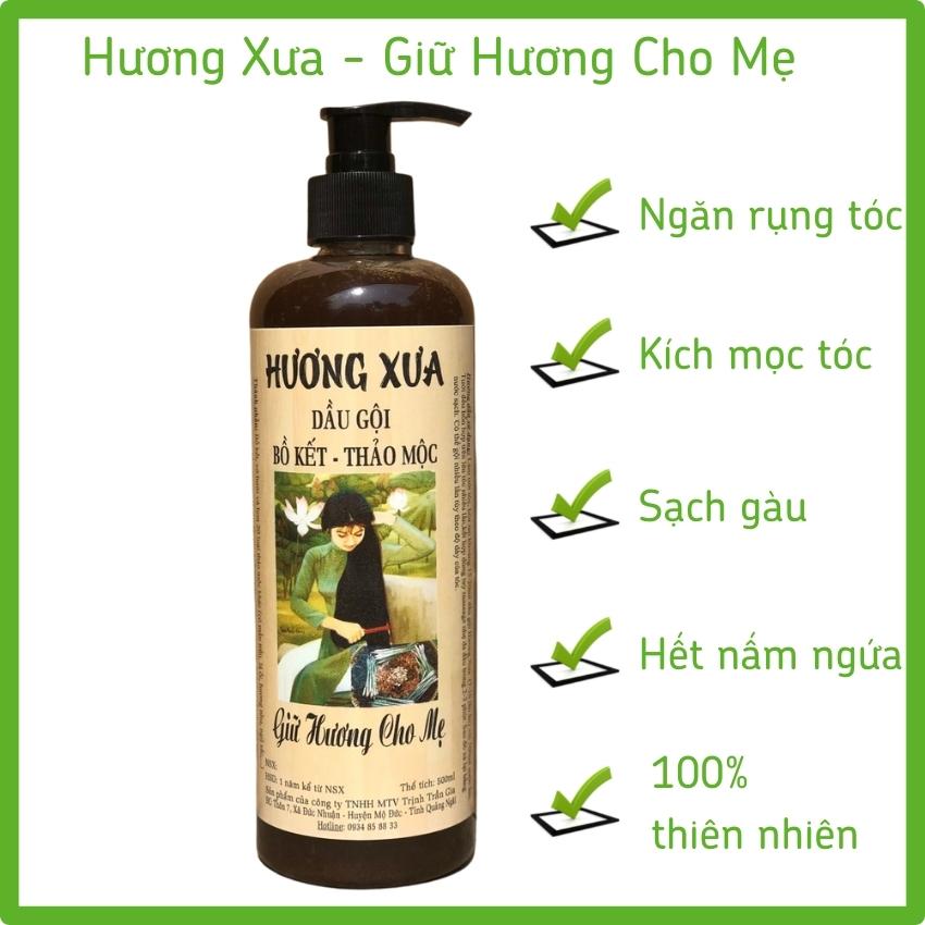[Freeship] Dầu gội Bồ kết cô đặc, dầu gội thảo dược Hương Xưa 500ml sạch gàu, mượt tóc, hết nấm ngứa, ngăn rụng tóc, kích thích mọc tóc - Dầu gội đầu thiên nhiên