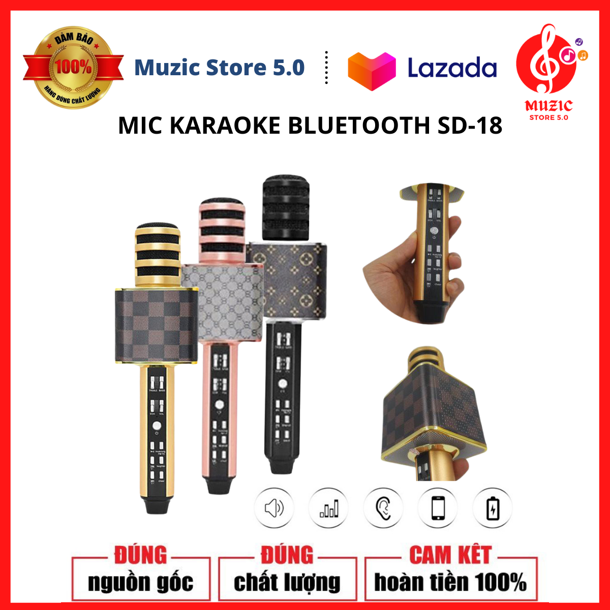 Mic karaoke sd-18 bluetooth - mic karaoke bluetooth giá cực sốc - mic karaoke du lịch cao cấp mic karaoke bluetooth sdrd sd-18 thiết kế đẹp mắt hát hay âm thanh to rõ cực hay - bh 12 tháng