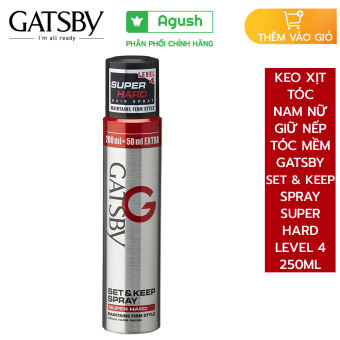 Keo xịt tóc nam nữ giữ nếp tóc mềm hair spray Gatsby Set & Keep Spray Super Hard level 4 chai 250ml thơm xịt tóc khô cố định tạo vào nếp phồng bóng tóc mái giữ nếp lâu cho nam nữ chính hãng giá rẻ